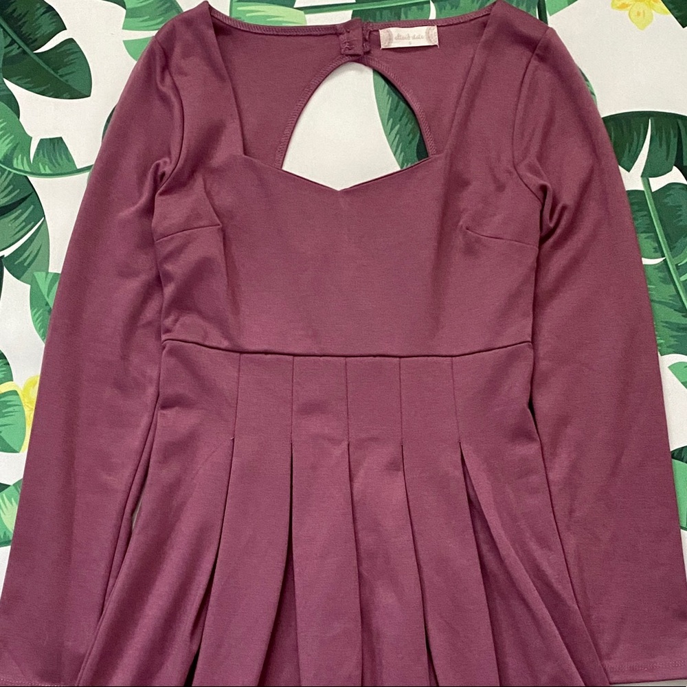 Purple Altar’d State Long Sleeve Pleated Dress